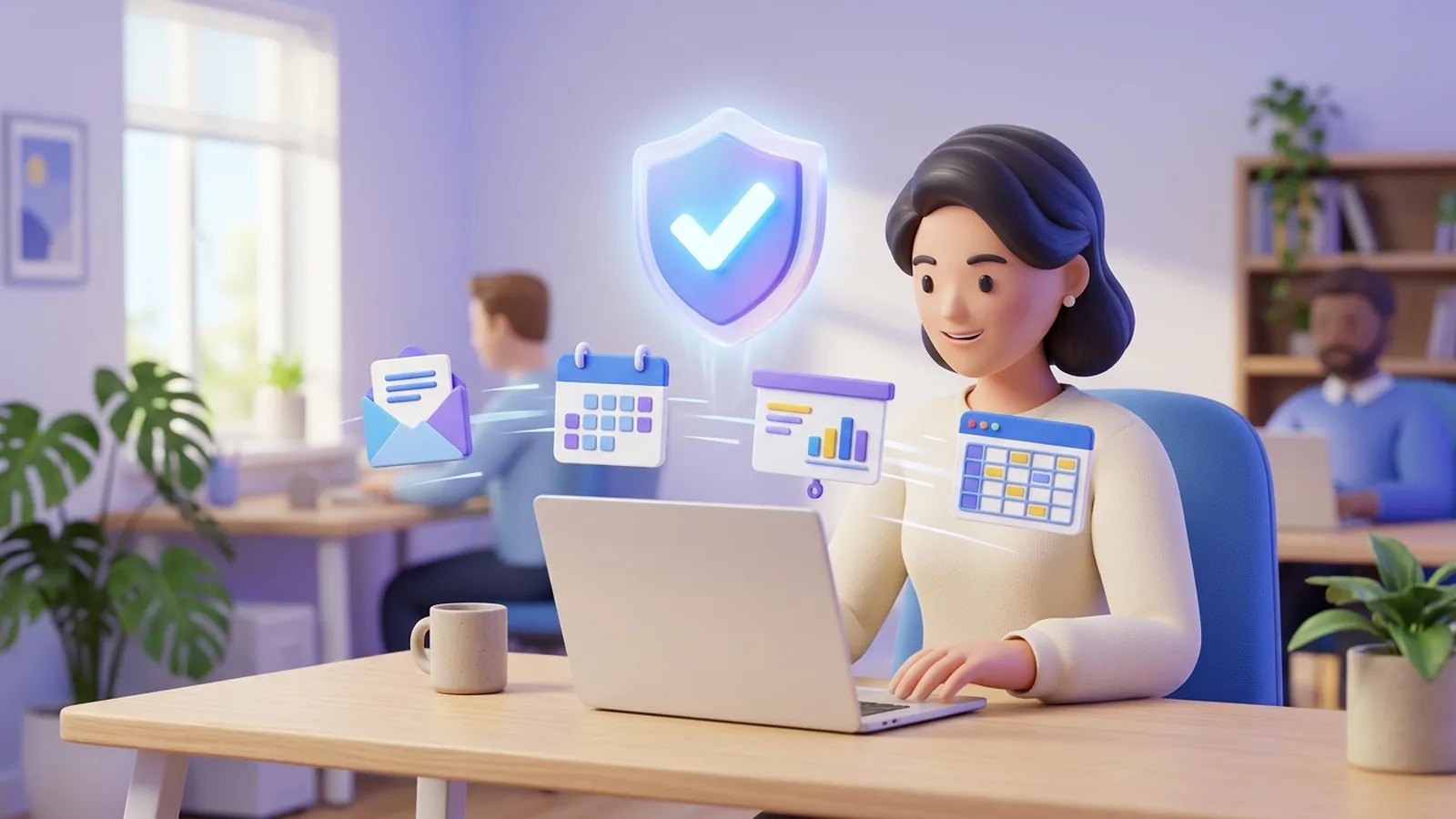AIに仕事を任せて、本人は確認と判断に集中しているイメージ