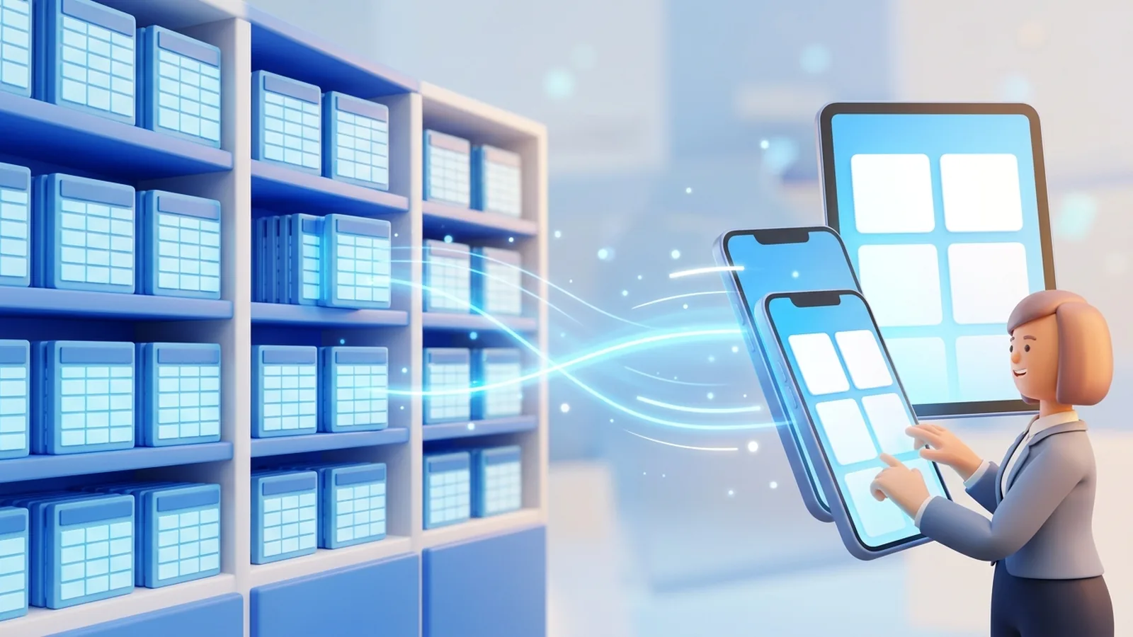 SharePointのデータをPower Appsの画面から操作するイメージ